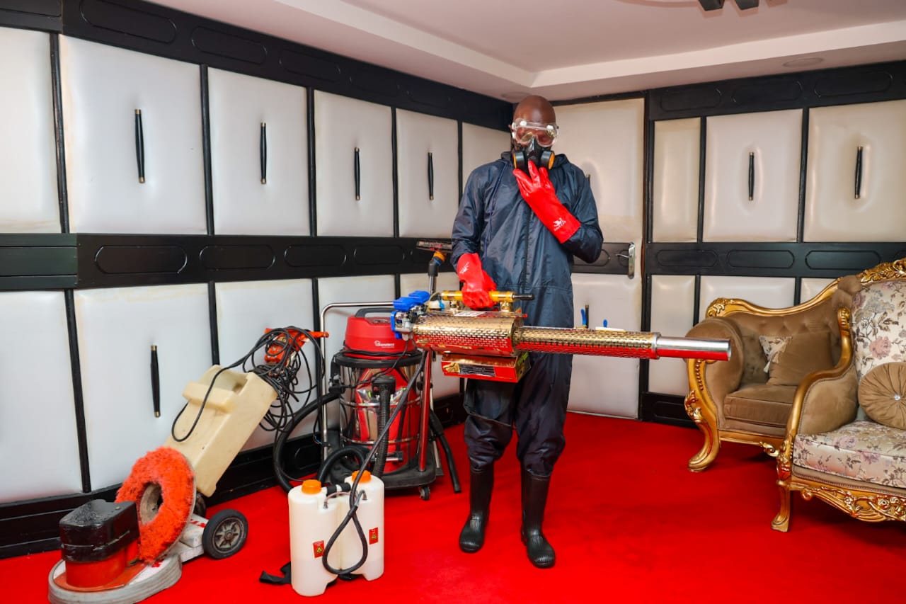 Bedbug extermination treatment in a residential bedroom